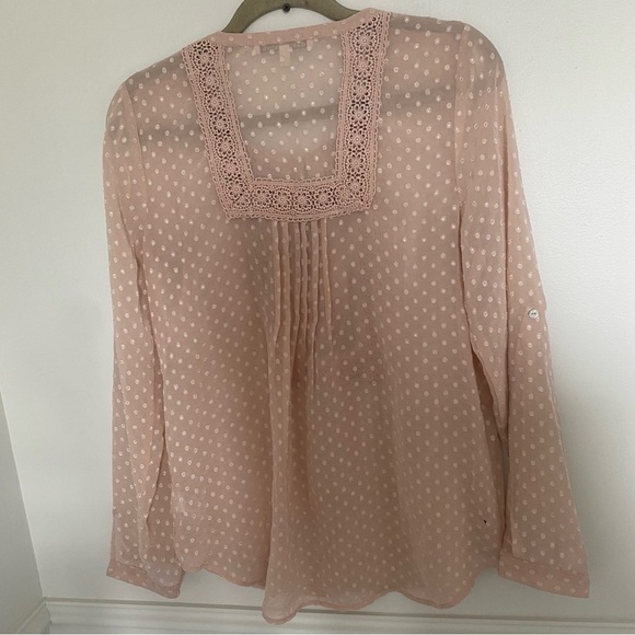 DANIEL Rainn Blush Pink Dotted Long Sleeve Oversized Blouse Small - Picture 6 of 7